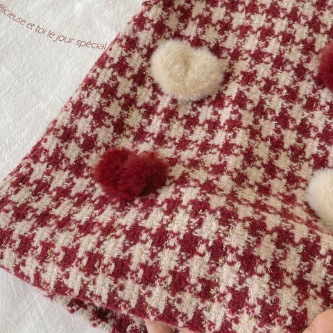 2 Pc Girls Houndstooth Valentine Sweater & Dress Set