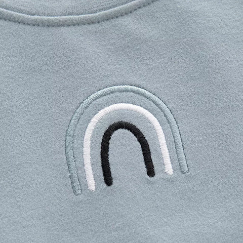 Baby Boy Rainbow Embroidery Logo Crew Neck Long Sleeve Pullover