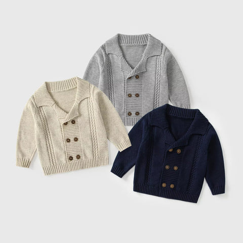 Baby Boy Double Breasted Button Up Cardigan Sweater