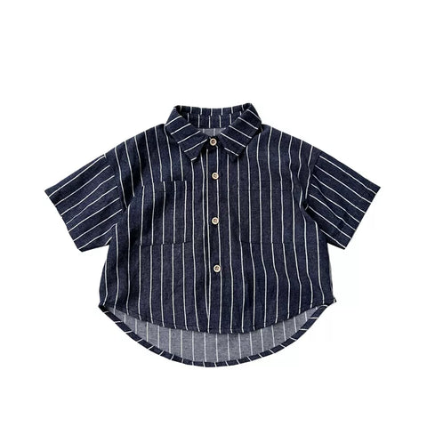 Boys Vertical Stripe Oversize Pocket Shirt