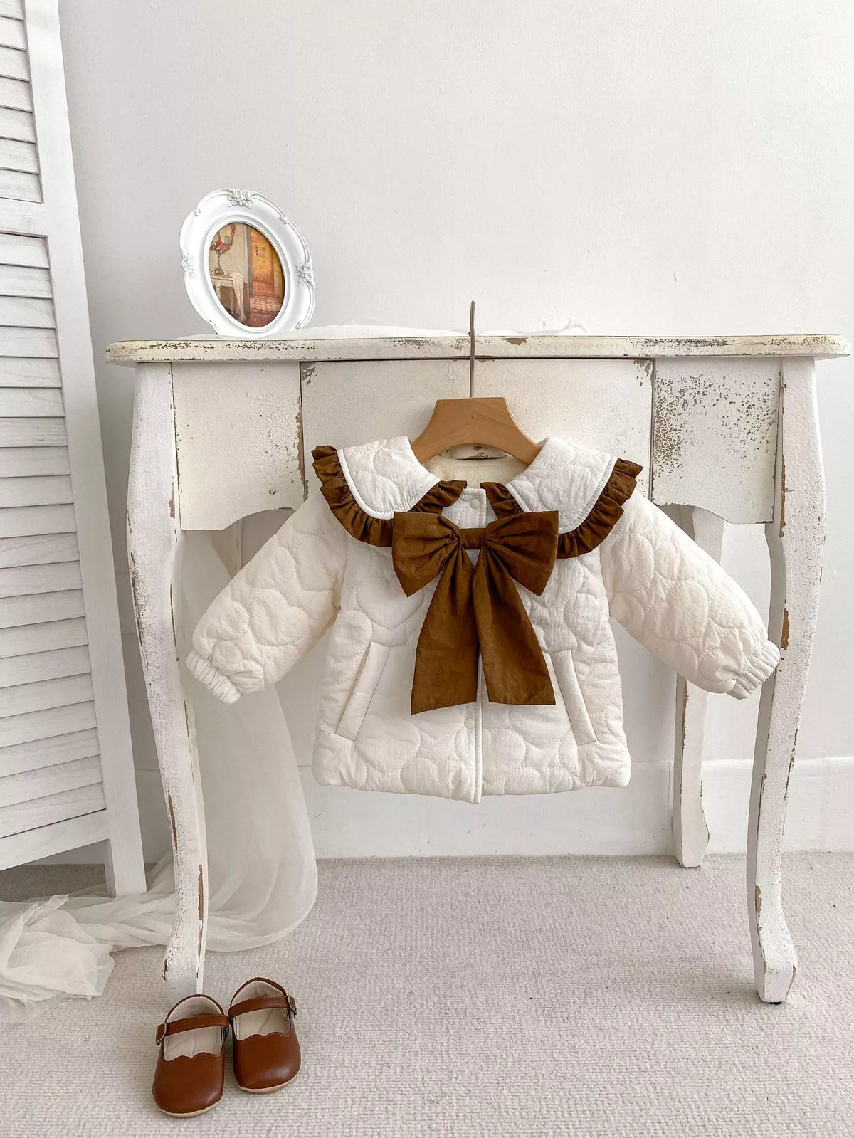 Baby Girl Heart Padded Bow Coat