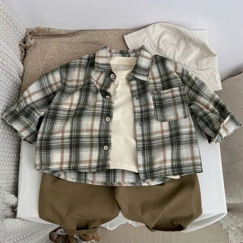 Boys Plaid Print Flannel Shirt
