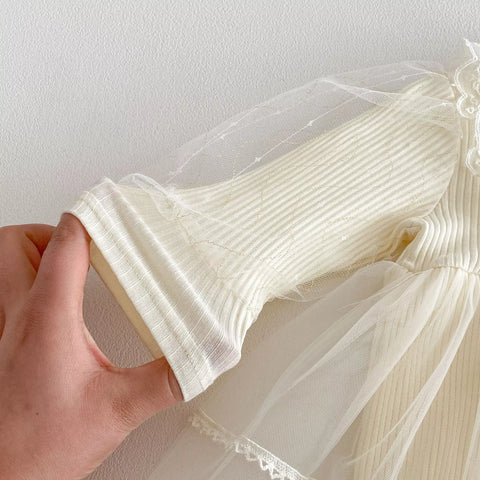 Baby Girl Victorian Tulle Long Sleeve Dress