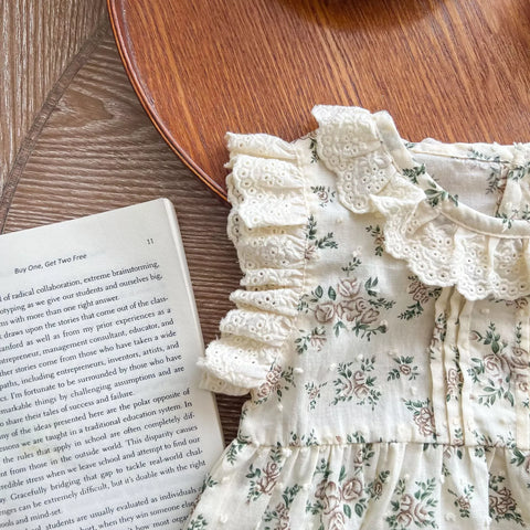 Baby Girl Lace Ruffle Mini Floral Print Bodysuit