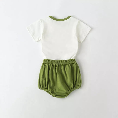 2 Pc Boys Dinosaur Tee & Bubble Shorts Set