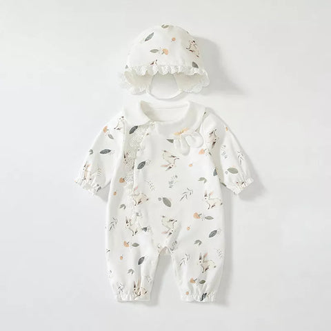 2 Pc Baby Girl Bunny Bodysuit w/ Bonnet