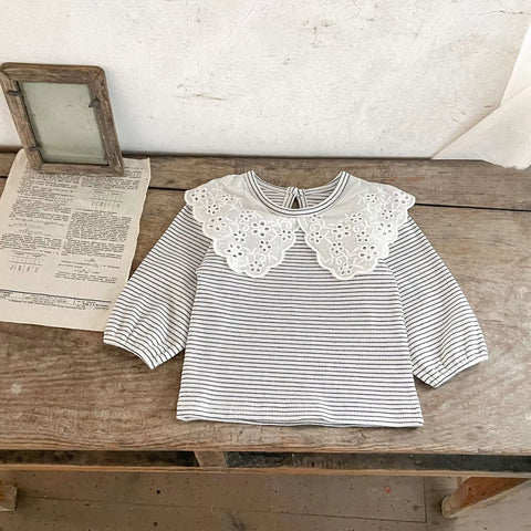 2 Pc Girls Baby Girl Ribbed Lace Collar Set