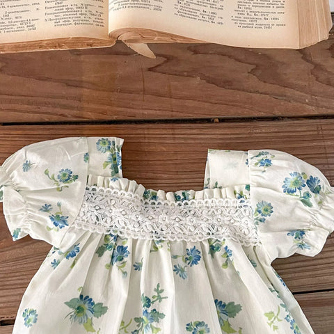 Baby Girl Blue Floral Bodysuit Set