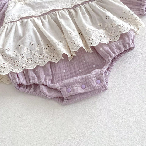 Baby Girl 2 in 1 Lace Overlay Cotton Bodysuit