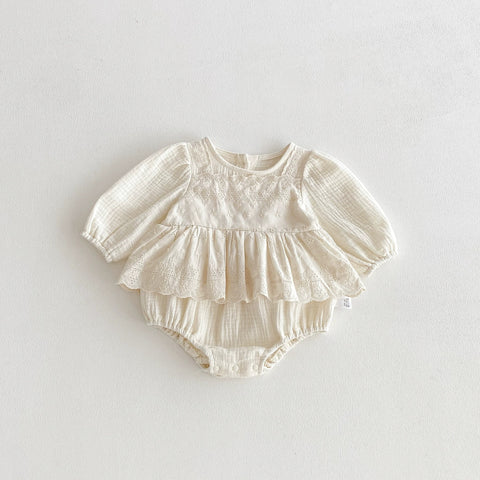 Baby Girl 2 in 1 Lace Overlay Cotton Bodysuit