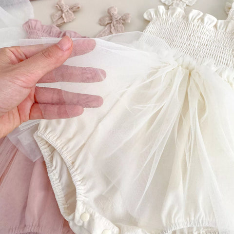 Baby Girl Smocked Tulle Skirt Bodysuit Dress