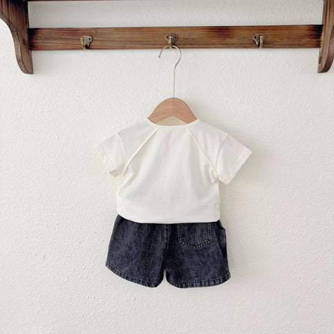 2 pc Baby Boy Tee & Denim Shorts Set