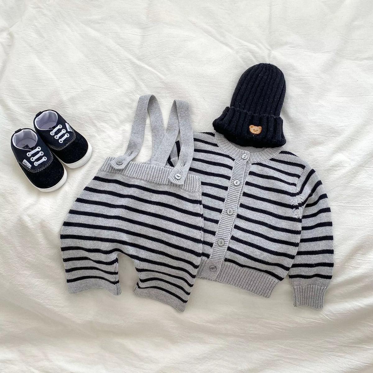 2 Pc Baby Stripe Cardigan & Pants Set