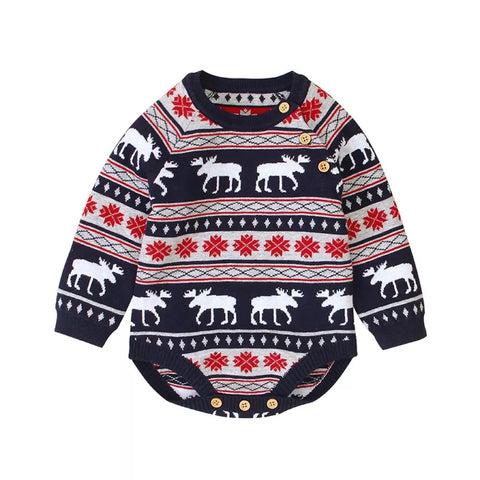 Unisex Baby Reindeer Christmas Sweater Bodysuit