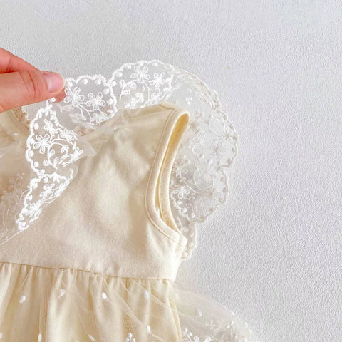 Baby Girl Dreamy Embroidered Tulle Bodysuit