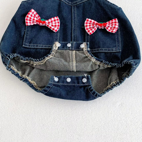 2 Pc Baby Girl Gingham Shirt & Denim Overall Set