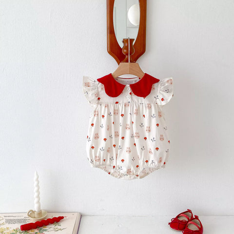 Baby Girl Bunny & Mushroom Print Bodysuit