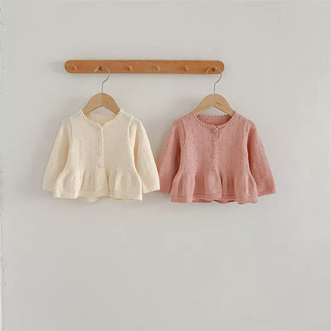 Baby Girl Pointelle Flare Hem Cardigan