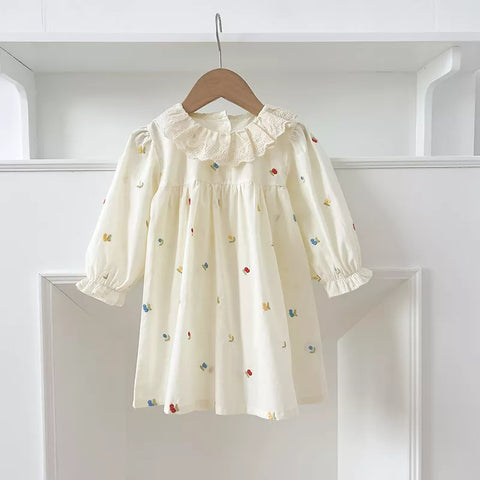 Girls Mini Fruit Embroidery Ruffle Collar Bodysuit or Dress