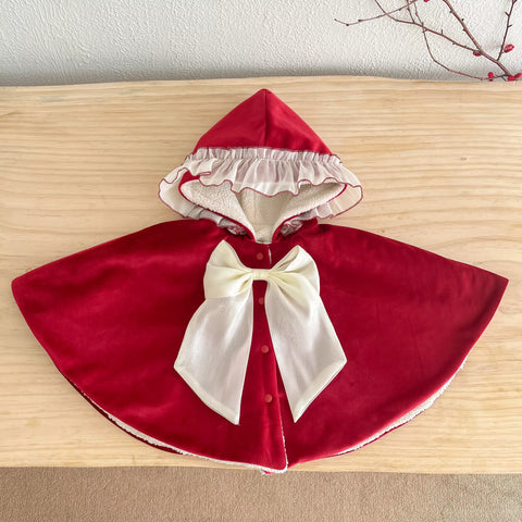 Girls Big Bow Ruffle Cape Shawl