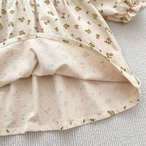 Girls Vintage Floral Ruffle Collar Bodysuit or Dress
