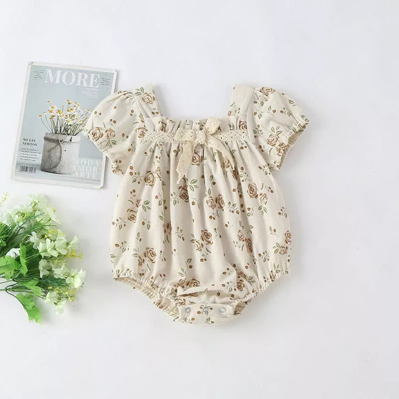 Baby Girl Vintage Rose Square Neck Bodysuit