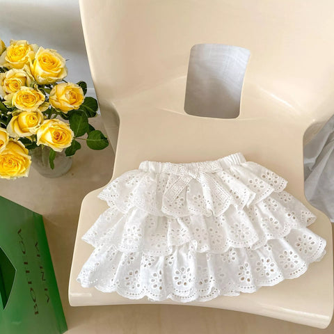 2 Pc Girl RIbbed Cami Tank & Tiered Lace Skirt