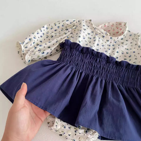 Baby Girls Ditsy Floral Smocked Waist Bodysuit Dress