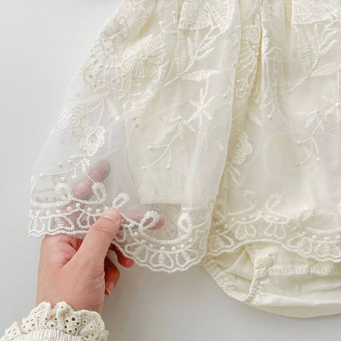 Baby Girl Floral Sheer Emb Dress
