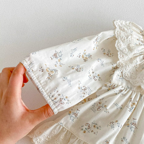 Baby Girl Vintage Floral Motif Ruffle Collar Dress