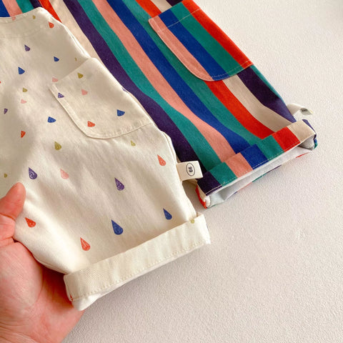 Unisex Rainbow Raindrop Stripes Overalls