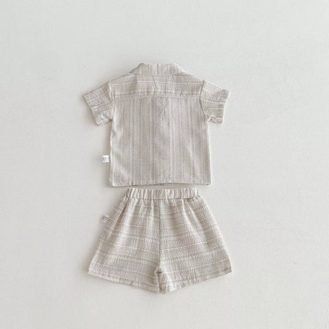 Baby Boy Stripe Vacay Button Shirt & Shorts Set