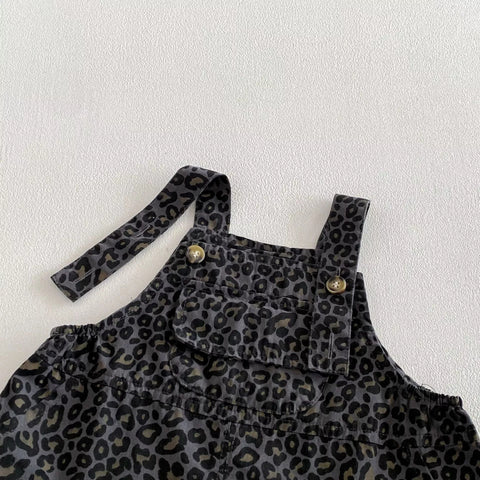 2 Pc Unisex Leopard Overall & Tank Top Set