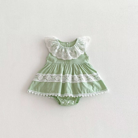 Baby Girl Lace Ruffle Collar Trim Dress