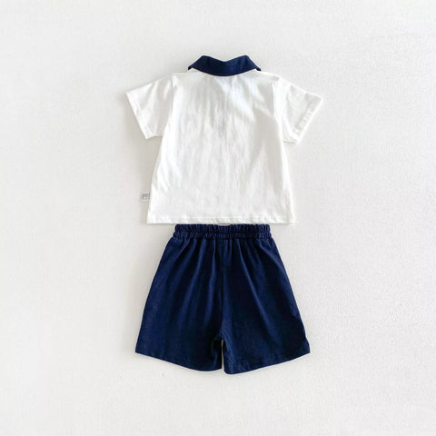 2 Pc Baby Boy Preppy Polo & Shorts Set