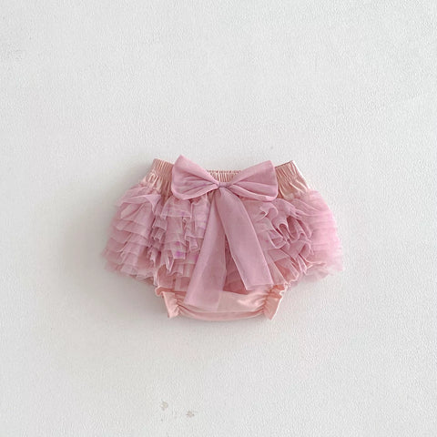 Baby Girl Bow Mesh Ruffle Skirt