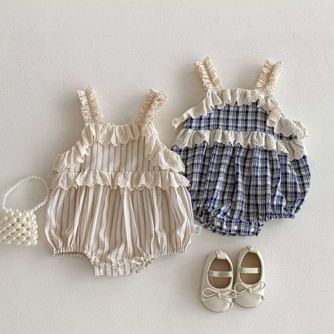 Baby Girl Ruffle Trim Plaid Cami Bodysuit