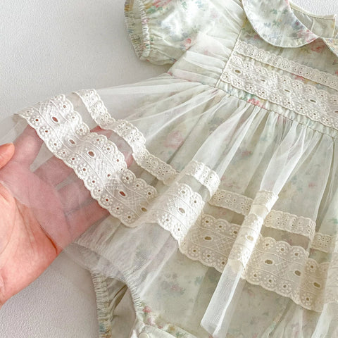 Baby Girl Watercolor Floral Sheer Skirting Dress