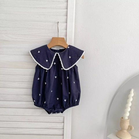 Girls Big Collar Hearts Emb Bodysuit or Dress