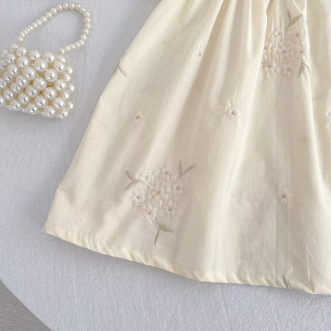 Girls Butter Yellow Bouquet Embroidered Bodysuit or Dress