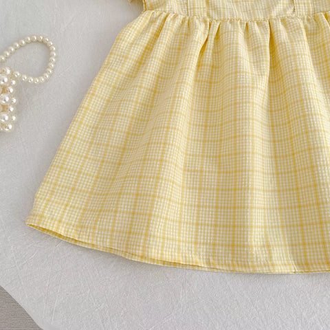Girls Square Neck Plaid Bodysuit Or Dress