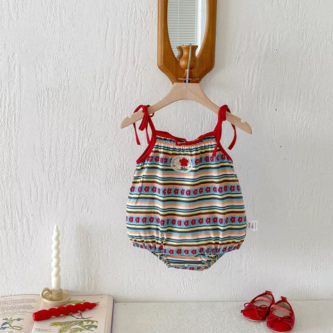 Baby Girl Summer Stripes Cami Tie Bodysuit
