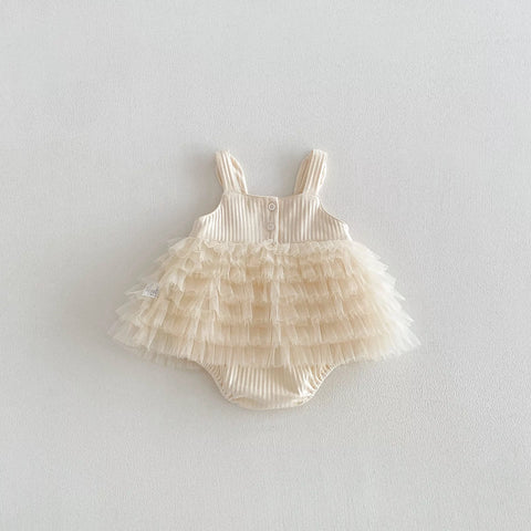 Baby Girl Cherry Tulle Ruffle Bodysuit Dress