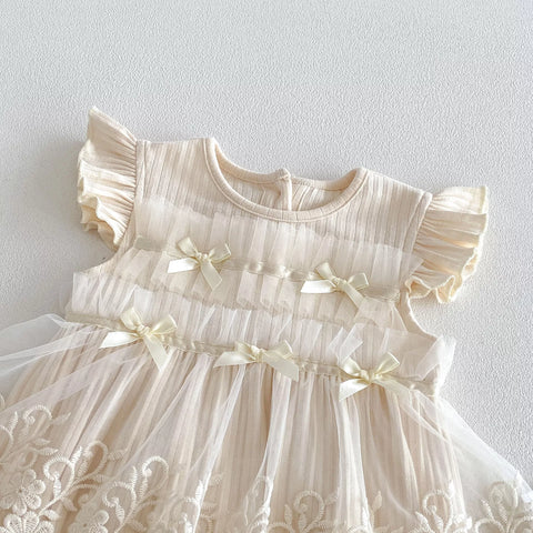 Baby Girl Bow Lace Skirt Bodysuit Dress