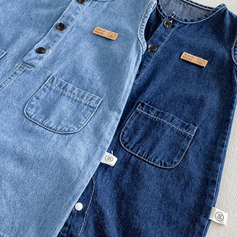 2 pc Baby Boy Denim Romper w/ Hat