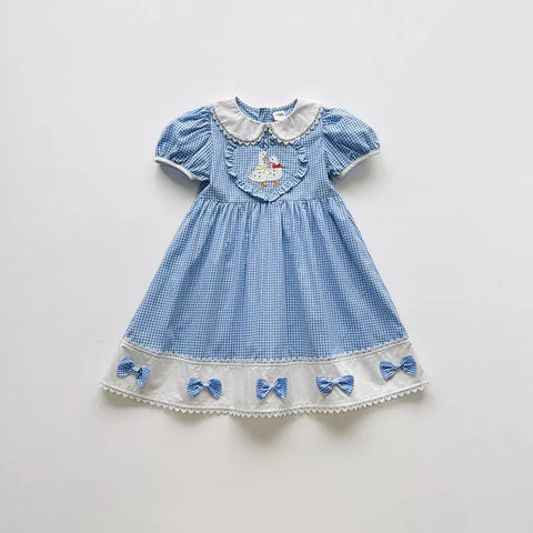 Girls Gingham Plaid Ducklings Heart Dress