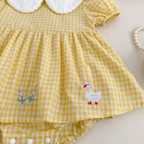 Baby Girl Gingham Duck Bodysuit Dress