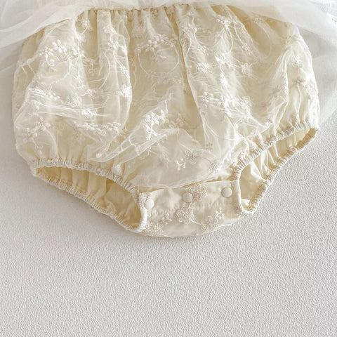 Baby Girl Bow Sheer Skirt  Bodysuit Dress