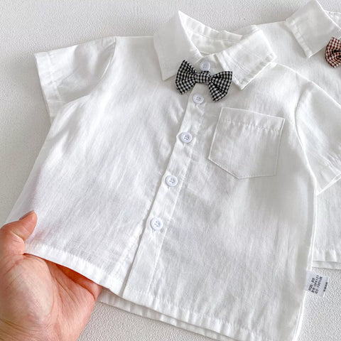 2 Pc Boys Plaid Suspenders Shorts & Shirt Set