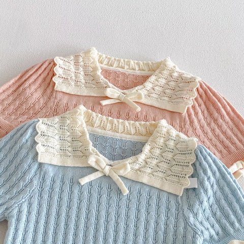 Baby Girl Pointelle Knit Collar Shirt